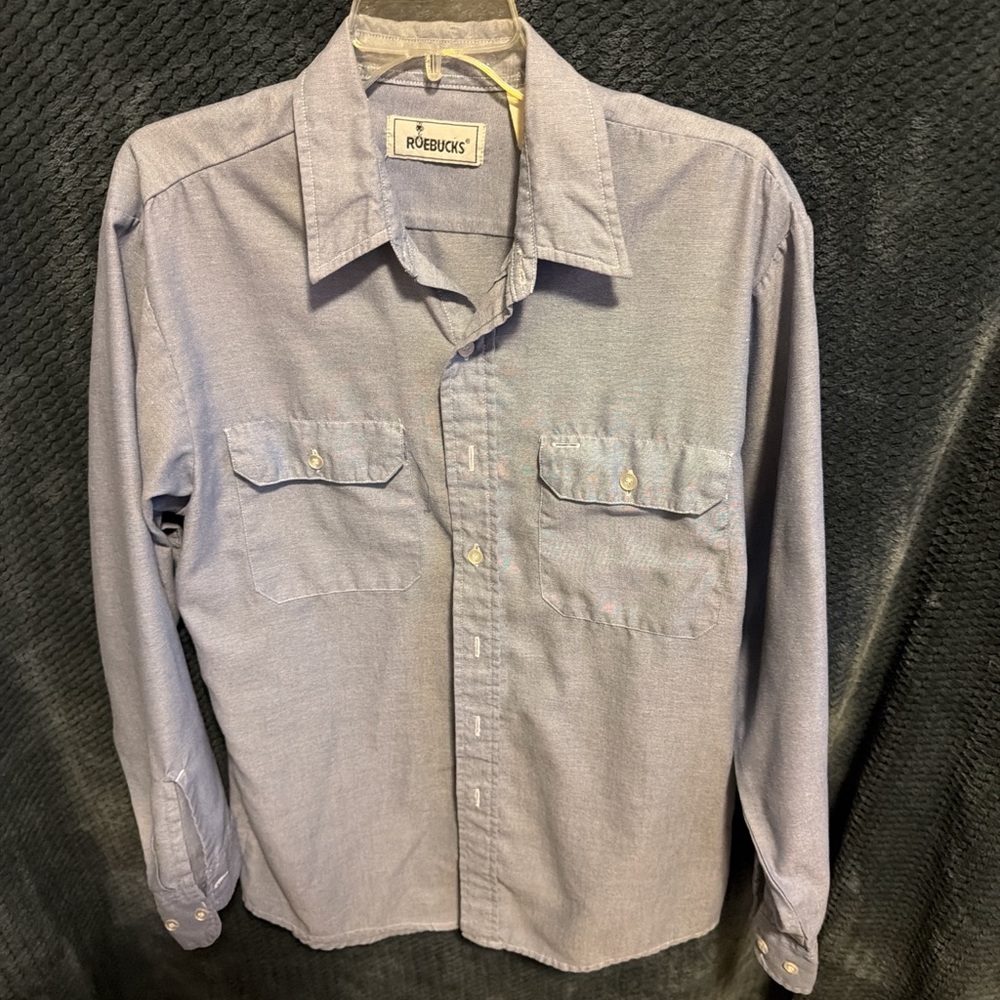 Robucks Men's Casual Light Blue Button Down Shirt